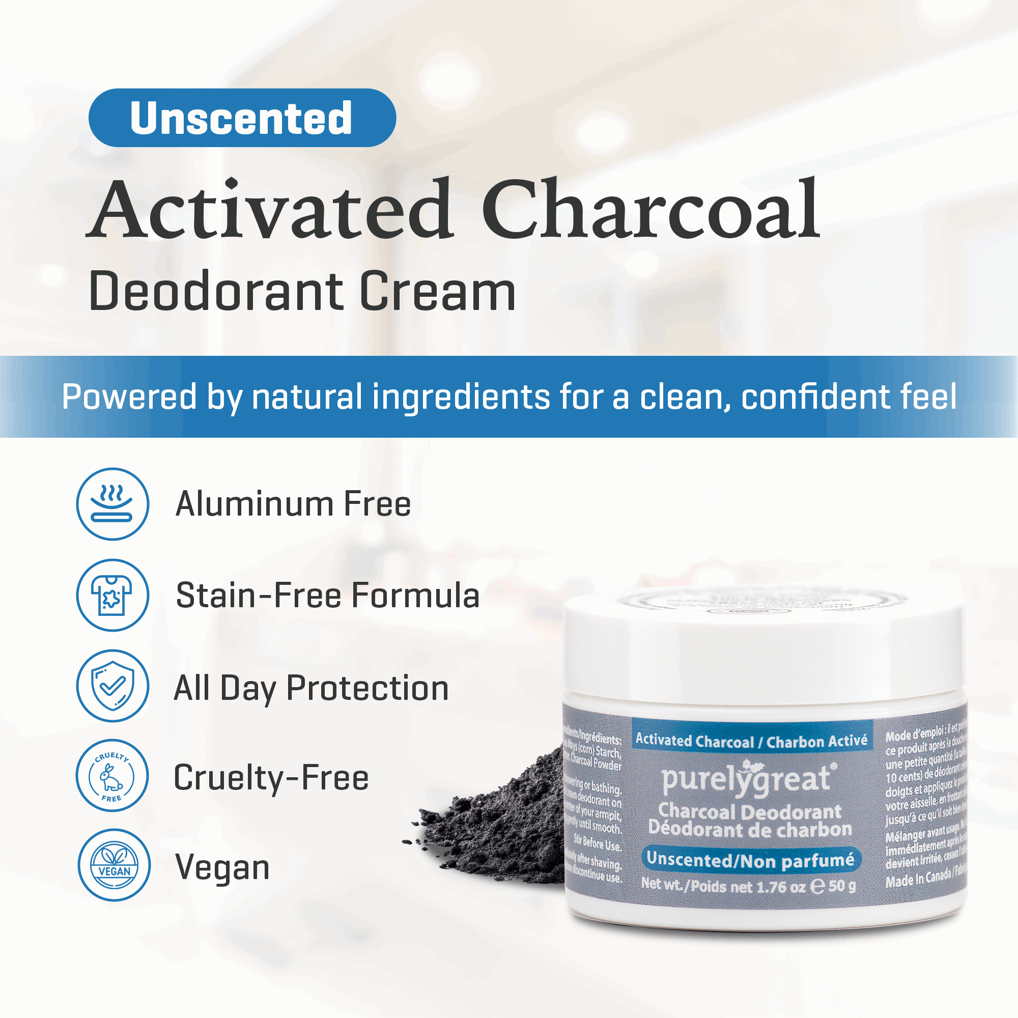 Unscented Charcoal Deodorant | All Natural & Aluminum Free