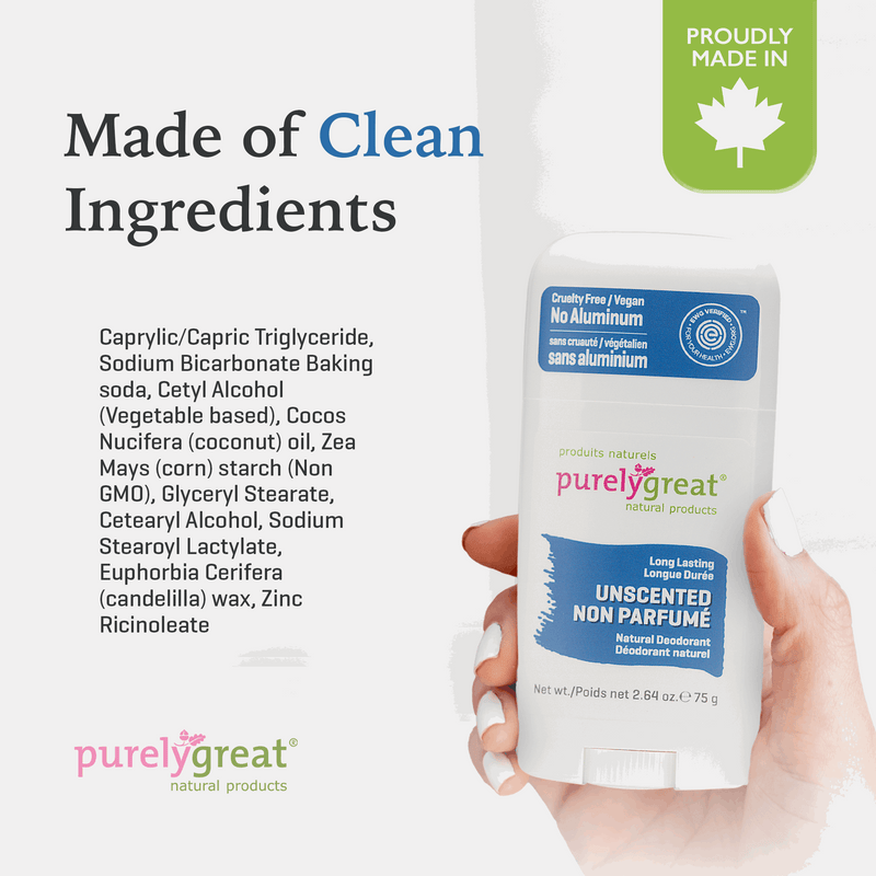 Unscented Stick Deodorant | All Natural & Aluminum Free - Purelygreat ...