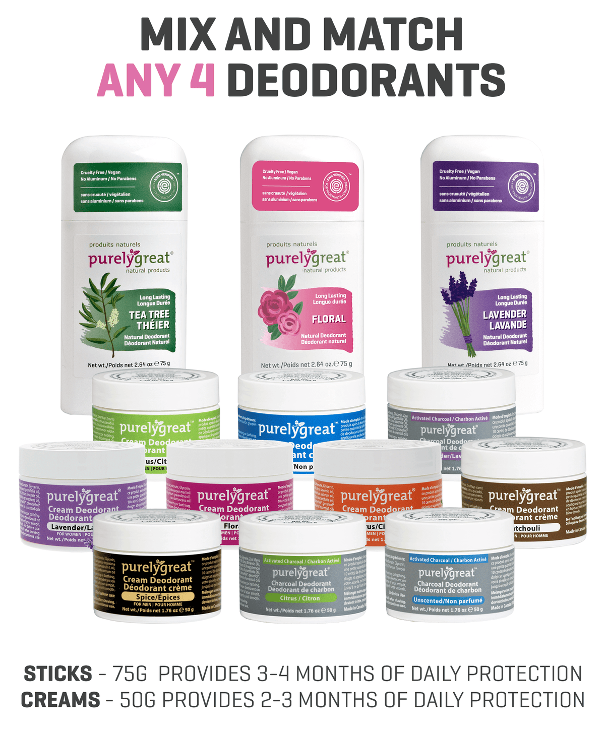 4 Natural Deodorants with Free Shipping | PurelyGreat Canada 4 Natural Deodorants with Free Shipping | PurelyGreat Canada